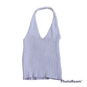 Lilac y2k ripped cropped halter tank